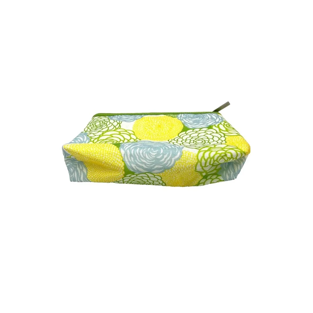 Clinique‎ Floral Cosmetic Makeup Travel Bag Yellow Blue Green 7x10x1 - Set of 15